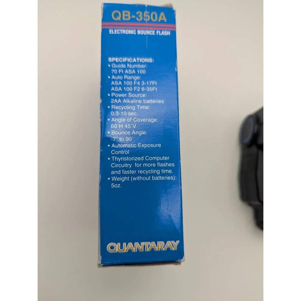 Quantaray QB 350A Electronic Bounce Flash for Photography Tested Works W/‎ Box